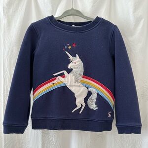 Joules Girls 4T Unicorn sweatshirt, rainbow and sequins